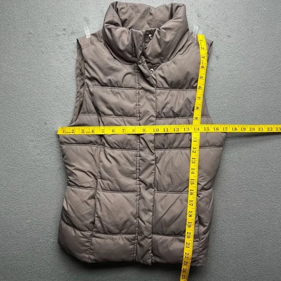 Gap Women Brown‎ Puffer Vest S Quilted Sleeveless Outerwear Mock Neck Warm - Picture 3 of 9
